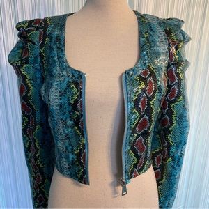 Azalea Wang Faux Snake Skin Crop Jacket NWT Size Small